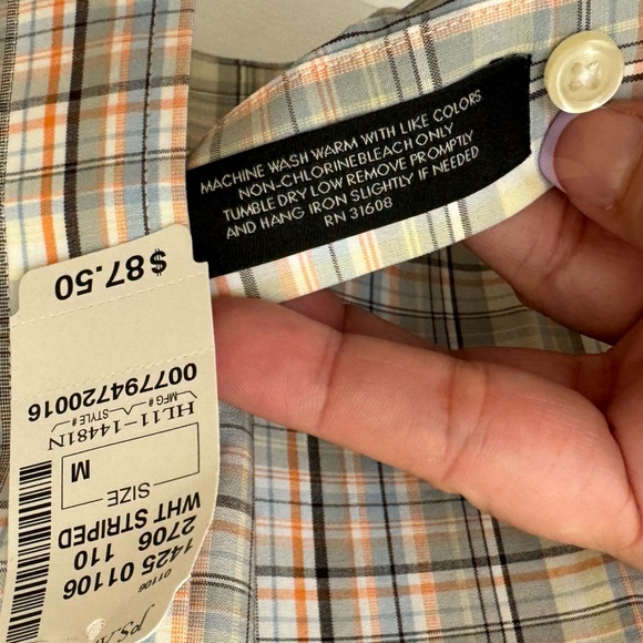 NWT JOS A. BANK MENS SHORT SLEEVE PLAID SHIRT. TRAVELER’S COL. TAILORED FIT. - Picture 9 of 11